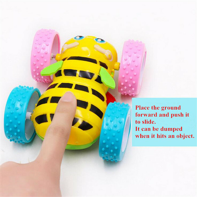 1Pcs Plastic Clockwork Toys Cartoon Inertial Double-sided Bee Dump Truck Wind Up Clockwork Toy Kids Educational Toy