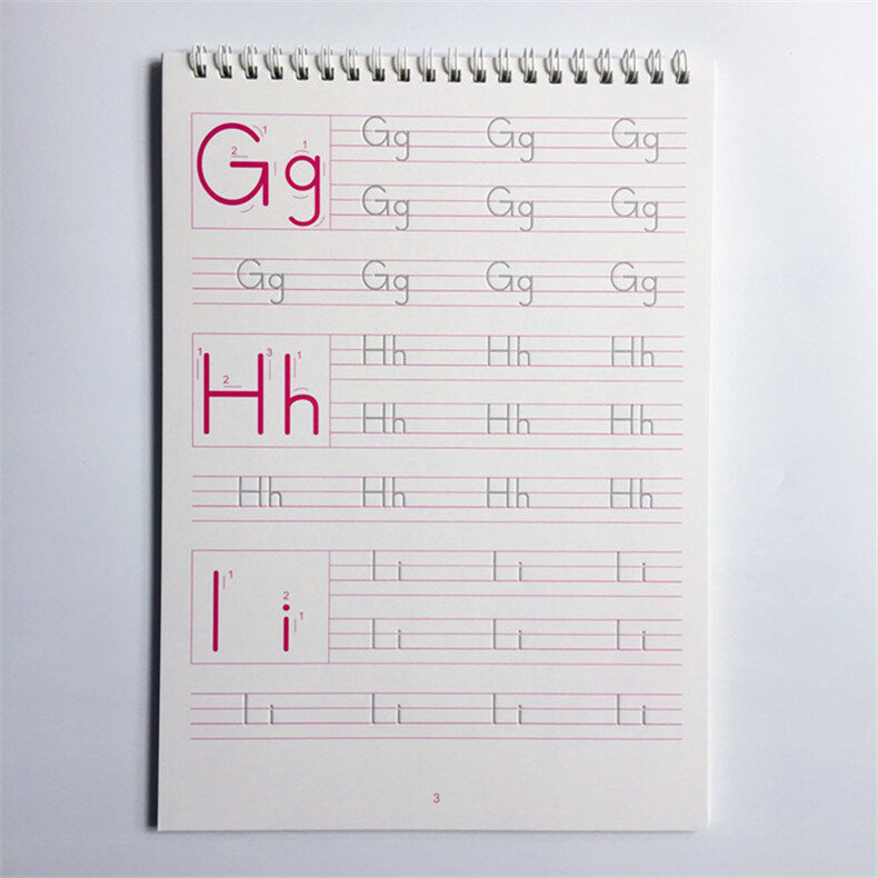 Cuaderno con letras del alfabeto inglés groove, 26 letras en inglés, ejercicio de caracteres, guardería, bebé, preescolar, para escribir el texto, 1 unidad