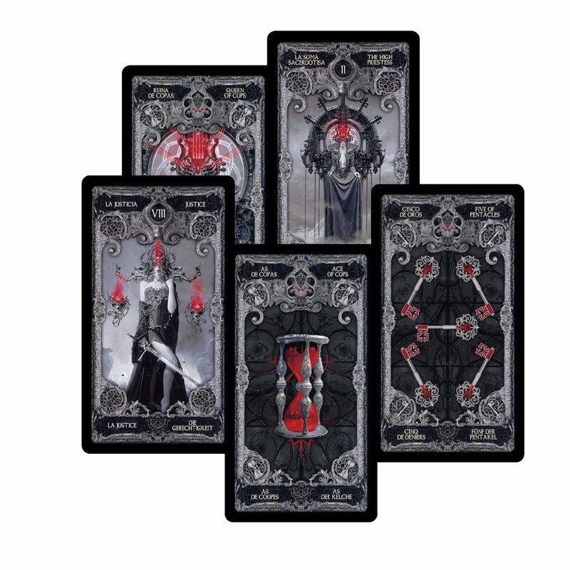 4 stile Scuro tarocchi carte Inglese Spagnolo Francese Tedesco versione misterioso divinazione uso personale carte da gioco gioco per le donne