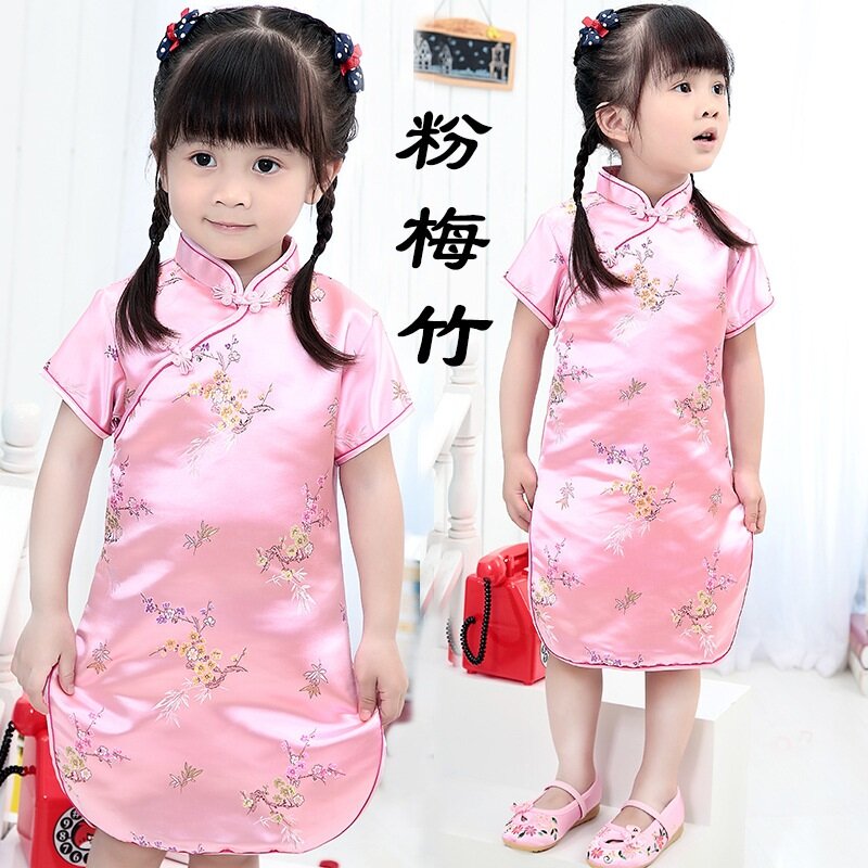 여아용 중국 전통 치파오, 여름 드레스 스타일, 당나라 정장, 아기 의상