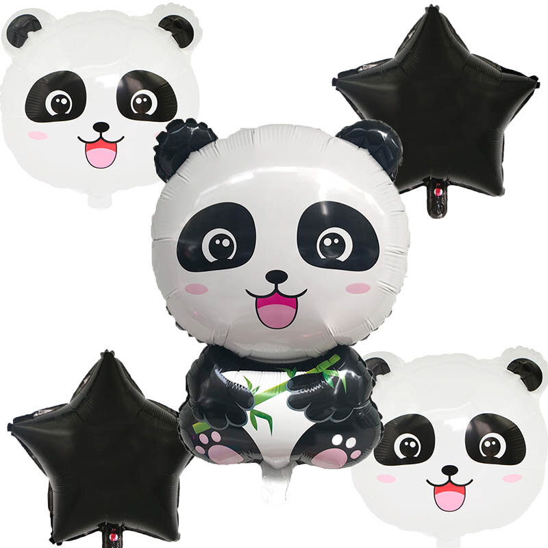 Cartoon Dier Zwart 32 Inch Folie Aantal Ballon Set Ster Panda Kinderen Verjaardagsfeestje Decoratie Baby Shower Kids Dier Ballon