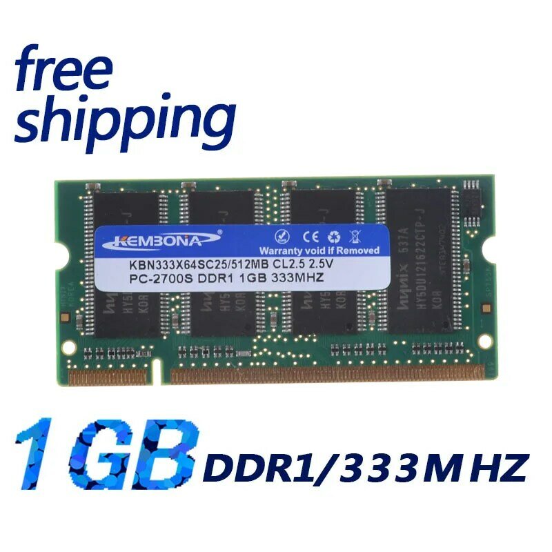 KEMBONA Laptop DDR1 ram memory 1GB 333mhz, Free shipping good quality for all motherboard