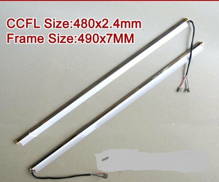 Lâmpadas duplas largas CCFL com moldura, lâmpada LCD, luz de fundo com caixa, CCFL com tampa, 480mm x 2.4mm, 490mm x 7mm, 22 ", 2pcs