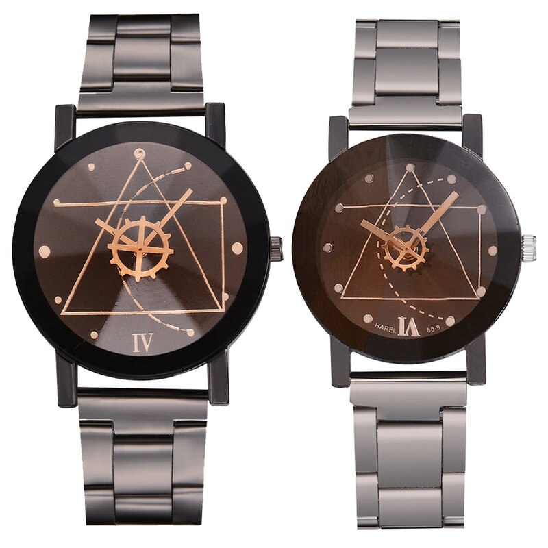 Reloj casal relógio de aço inoxidável criativo relógio de quartzo simulação relógio masculino tempo senhora relógio presente saat montre connectee