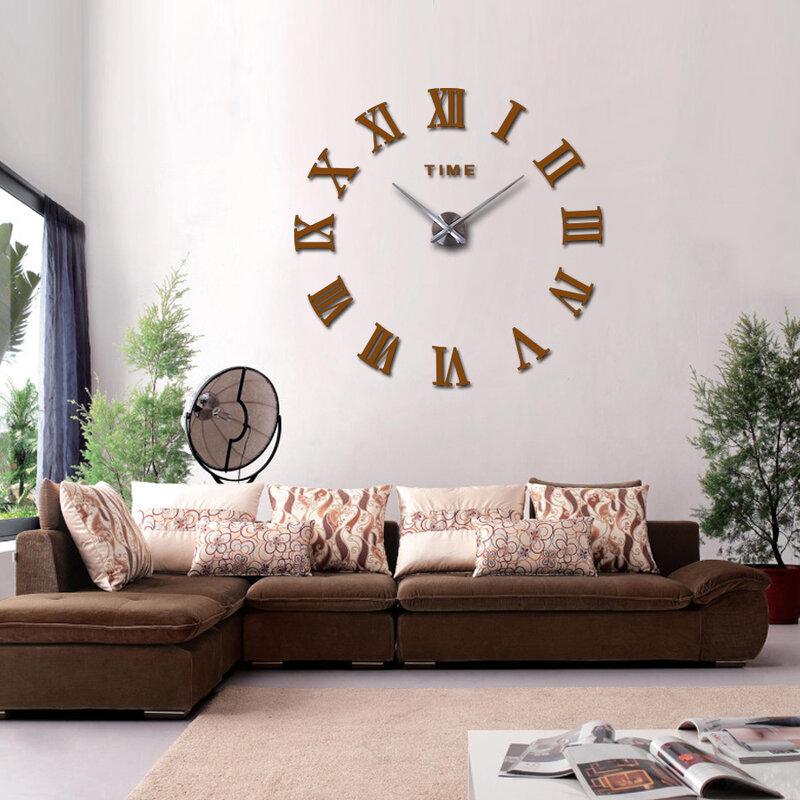 Hot Real Arrival Digital Mirror Big Wall Clock Modern Living Room Quartz Metal Watch Free Shipping Home Decoration