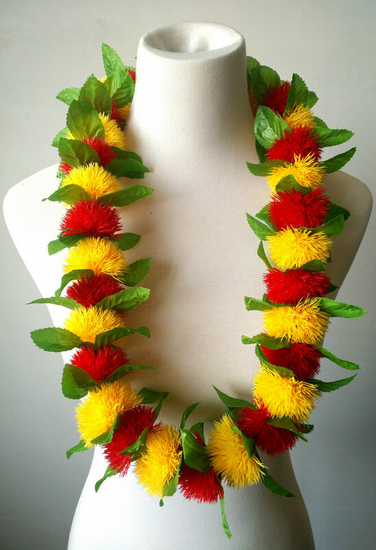 O envio gratuito de 50 pçs/lote ch0337a 90cm plástico lehua lei hawaii hula dançarino tropical flor mulher usar festa verão atacado