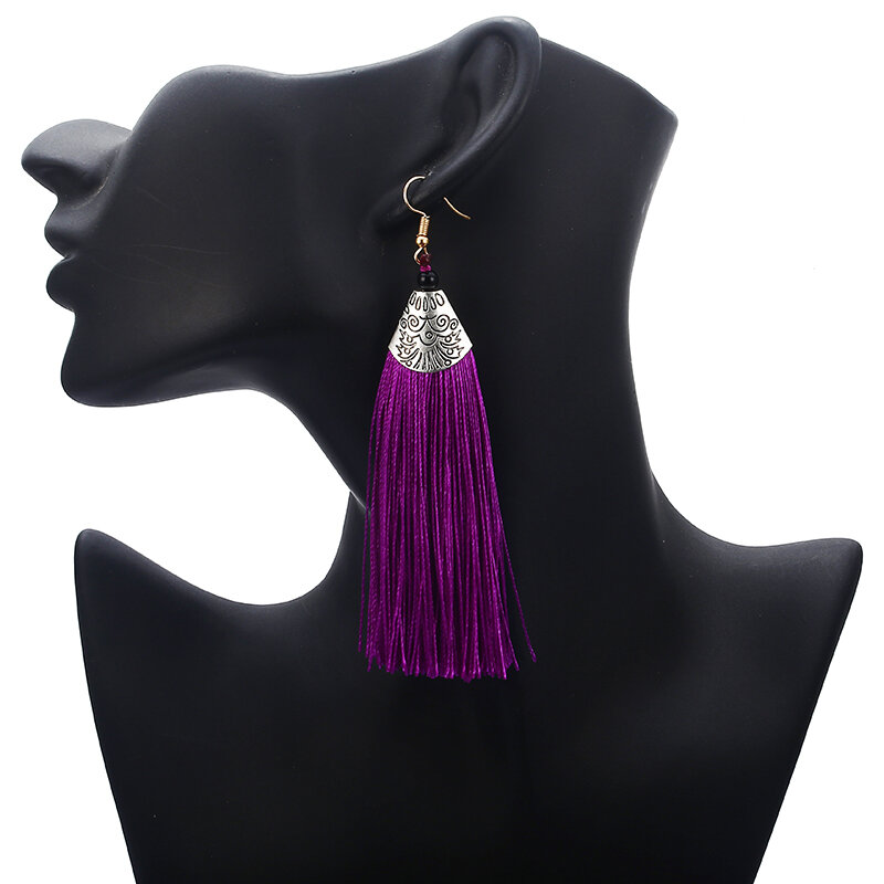 E0478 New Fashion Statement Jewelry Cheap Tassel Long Earring For Women 9 Colors Wedding Dangle Drop Earrings Wholesale
