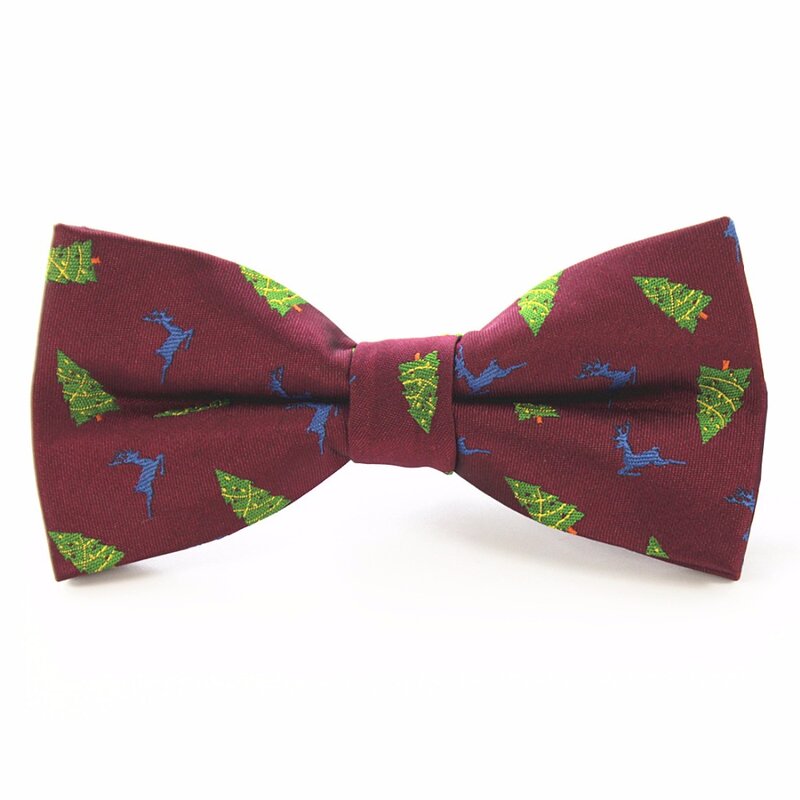 GUSLESON Brand New Mens Christmas Bow Tie Tree Print Gravatas Corbatas Slim of Vestidos Santa Claus Bowties For Men Gifts