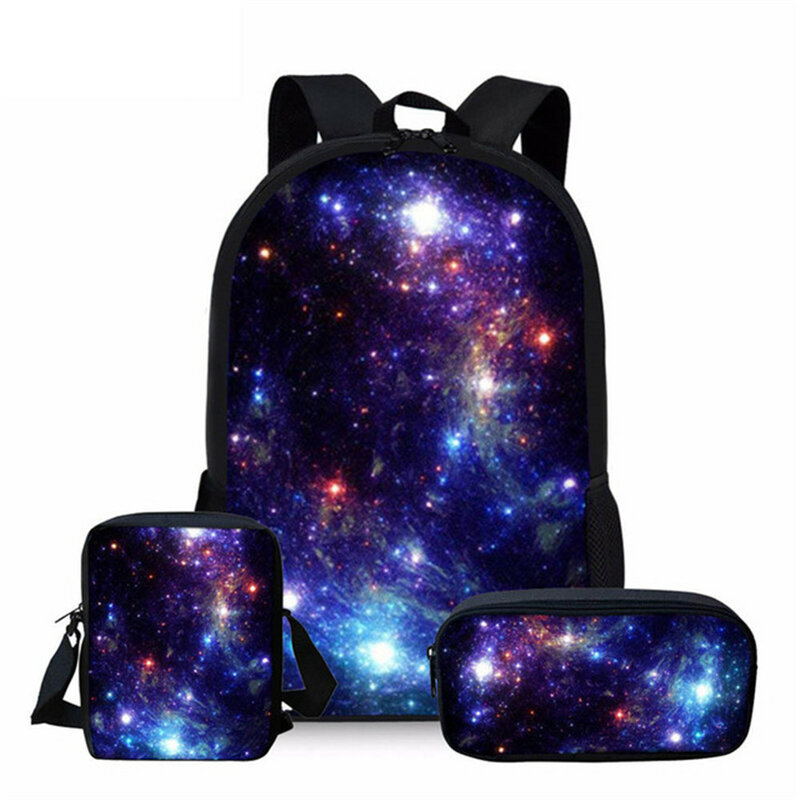INSTANTARTS Multicolor Galaxy Star Space School กระเป๋าสำหรับวัยรุ่นสาวเด็กเด็กโรงเรียนกระเป๋าเป้สะพายหลังไหล่กระเป๋า