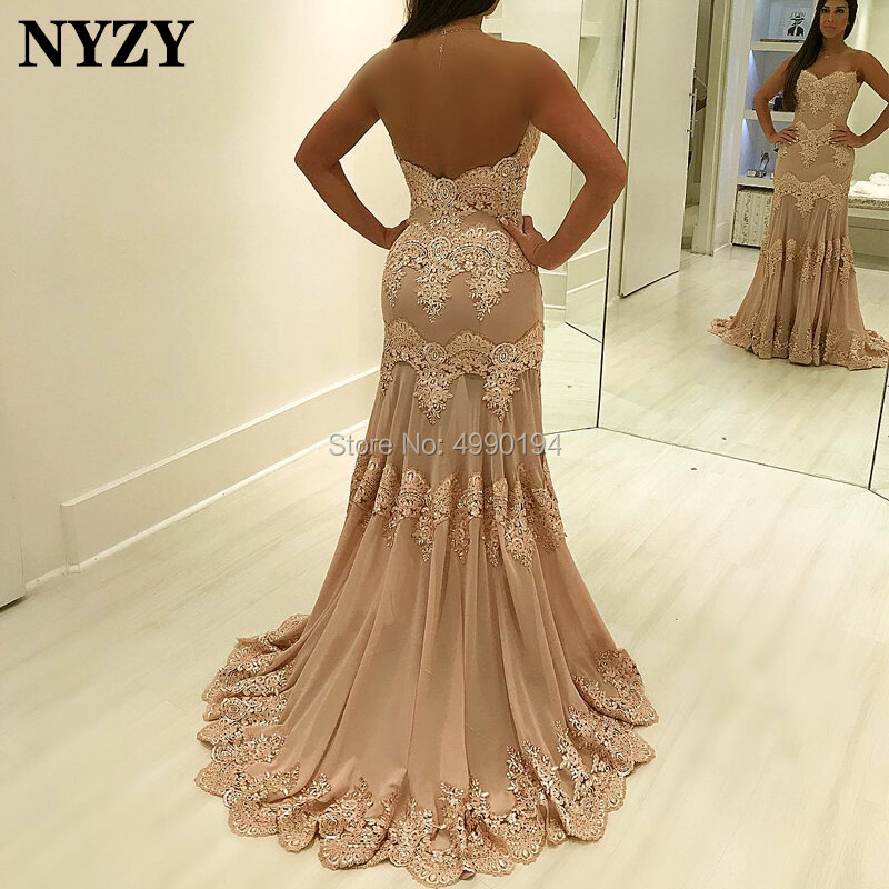 Nyzy p48 nova chegada do laço apliques sereia vestido de baile 2019 formal vestido feminino elegante festa longo