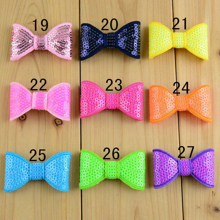 100 pcs/lot , Sequin Bows Appliques - Wholesale 2" Sequined Bows - You Choose Color & Quantity - Mini Bows