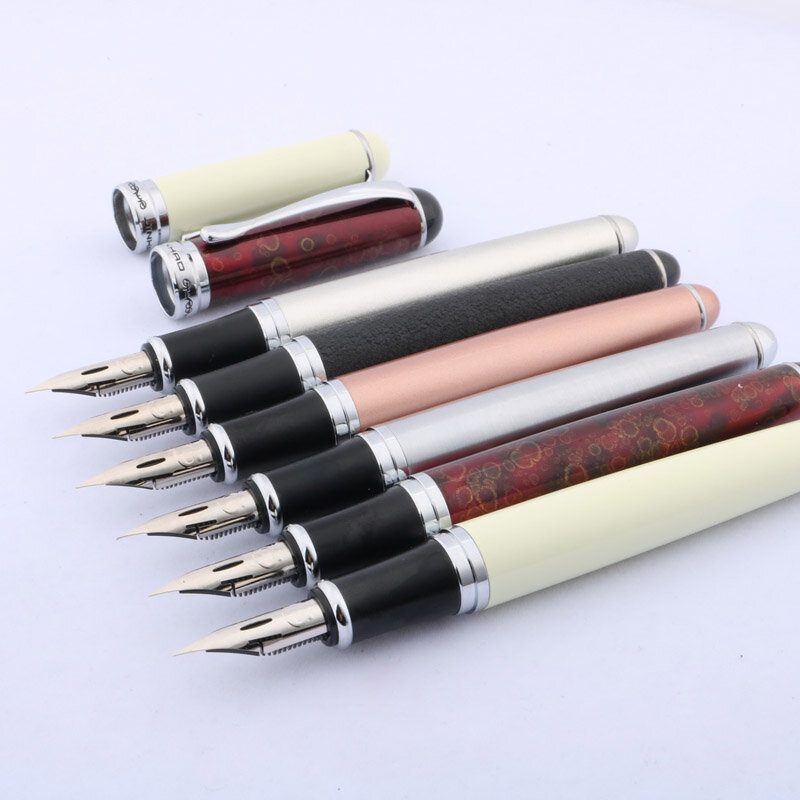 JINHAO-pluma estilográfica de alta calidad, pluma de tinta con placa de cobre, caligrafía, punta redonda, papelería corporal, material escolar y de oficina, 750