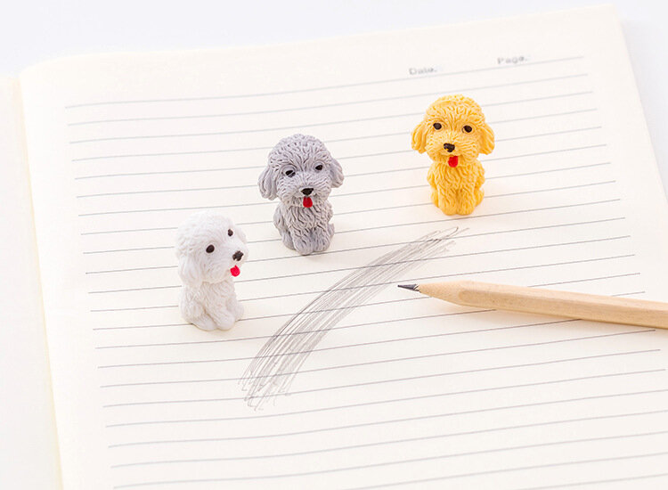 Gomme à crayon mignonne Kawaii Teddy Dog, fournitures scolaires pour étudiants, gommes en gros, 1 PC