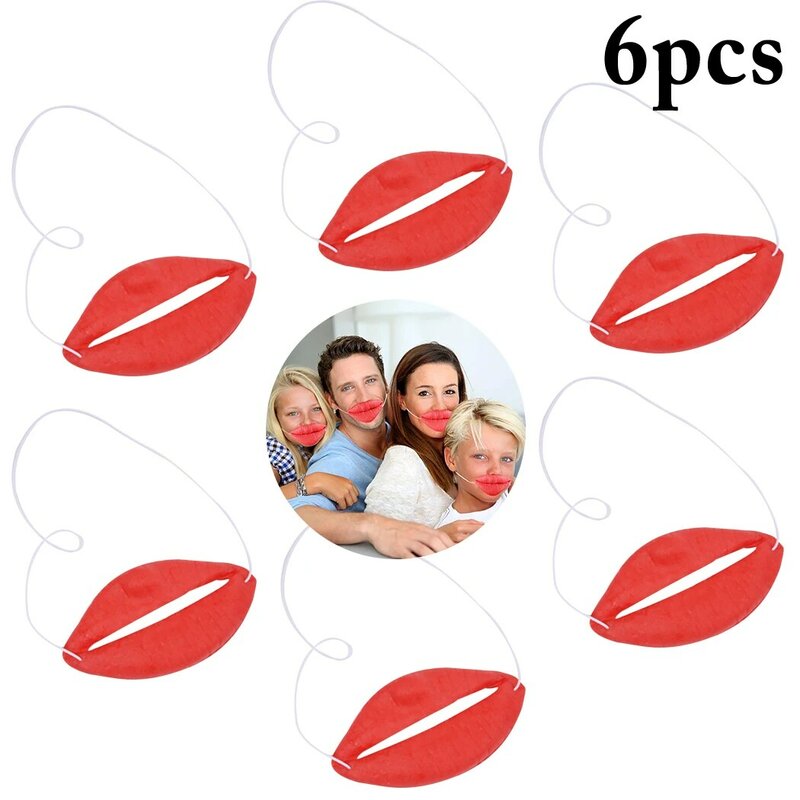 6pcs Creative Halloween Prop Funny Big Thick Lips Novelty Prop Costume Prop Prank Toy Party Decoration Supplies Photo Props