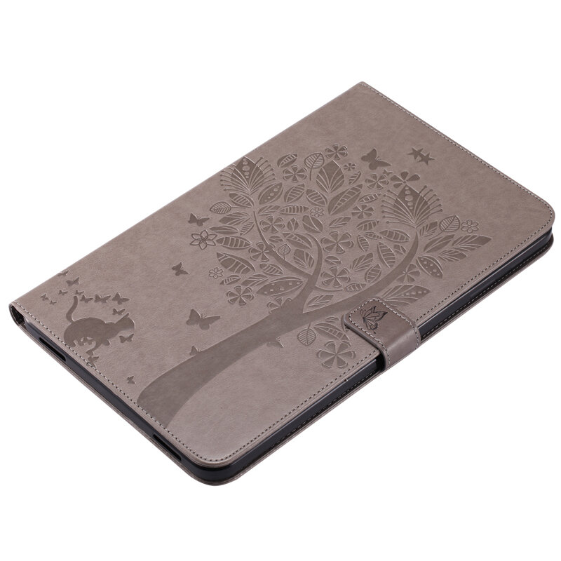 Mignon chat arbre en relief en cuir portefeuille aimant Flip housse étui tablette Coque Funda pour Samsung Galaxy Tab A6 10.1 SM-T580 T585 2016