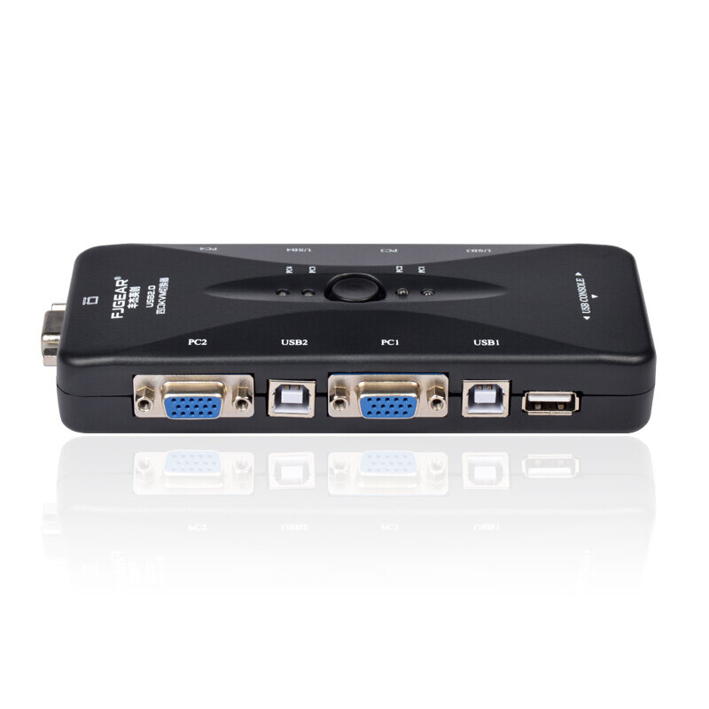 4 Port KVM USB Hub Switch Box Hitam Selector Adattatore CON 4 Pz Kabel VGA Per PC Tastiera Mouse Monitor 1920*1440 Commercio
