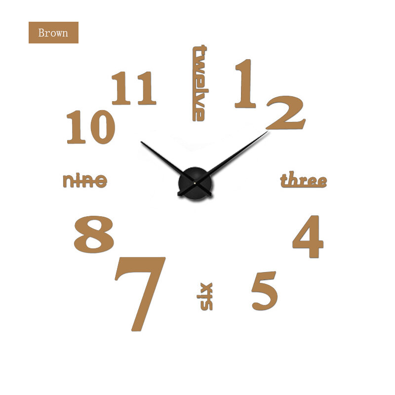 2017 Super Big DIY Wall Clock Acrylic+EVR+Metal Mirror Super Big Personalized Digital Watches Clocks Freeshipping 130cm x 130 cm