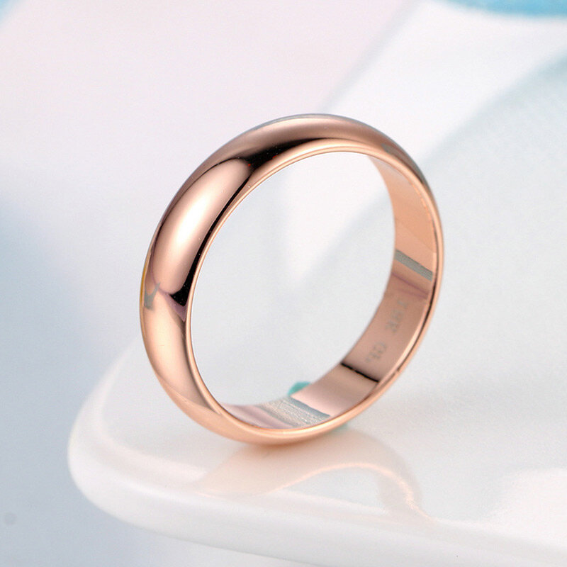 USTAR round wedding rings for women men jewelry Rose Gold color Lover's rings female anel bijoux Gift top quality
