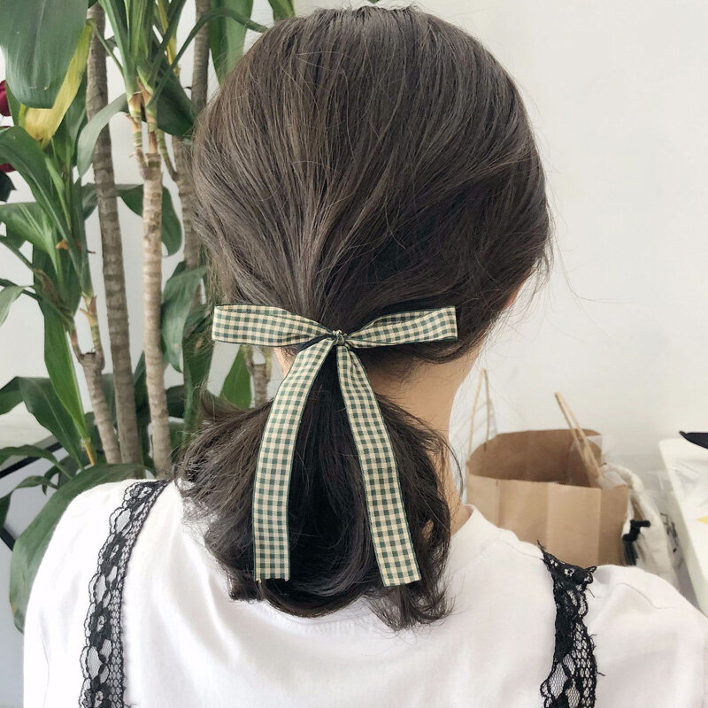 Cute Girls Women Plaid Bow Hair Ropes Ponytail Hair Ornament Handmade Headbands Rubber Bands Hair Bands Headwear Kid Accessories