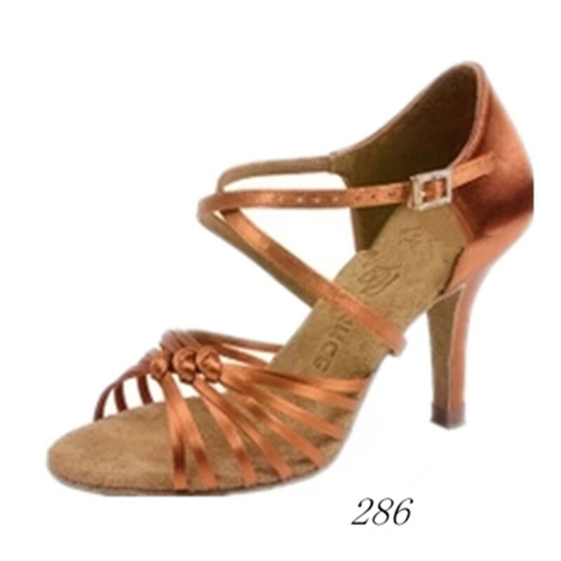 Zapatos de baile latino de salón para mujer, zapatillas deportivas de tacón alto, con bolsa de piel profunda, con nudo de satén negro, para Salsa, Tango BD, 286