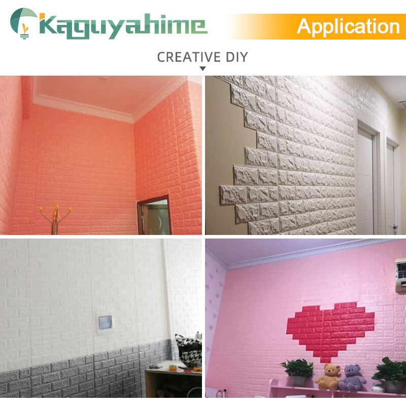 Kaguyahime 4pcs 3D Wallpaper DIY Marble Sticker Waterproof Stickers Home decor Kid Room Bedroom 3D Self-Adhesive Wallpaper Brick