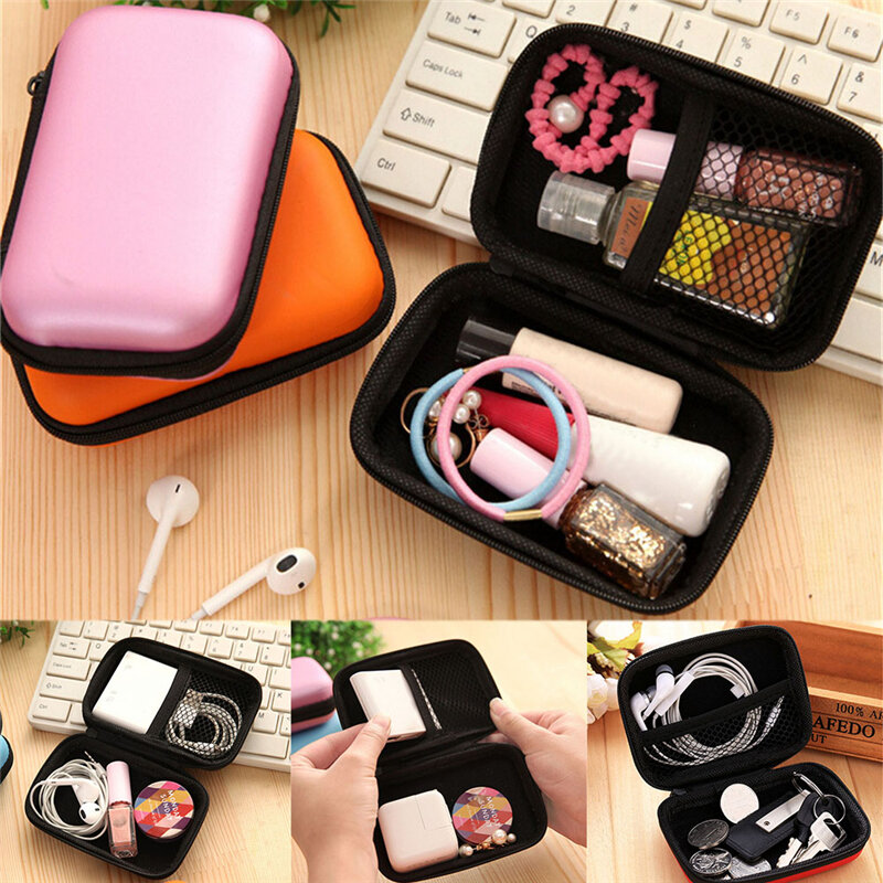 Bolsas de cosméticos de 6 colores, bolsa de transporte de nailon duro, compartimentos, funda para auriculares, bolsa de joyería