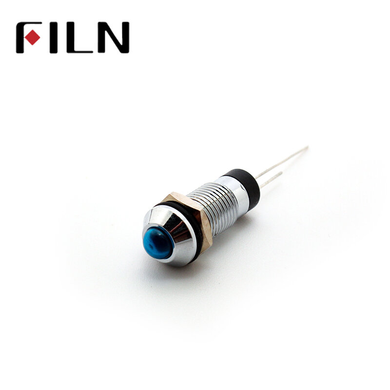FILN FL1M-8SJ-3 metal LED luz indicadora 8mm vermelho amarelo azul verde branco 24 12 v 110 v v 220 v com pinos