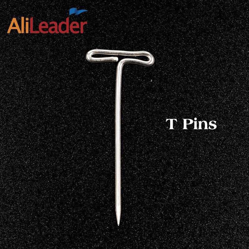 AliLeader Good Quality Silver 50pcs Tpins for Wigs Making/Display On Foam Head 38mm Long T-pins Sewing Hair Needles Styling tool