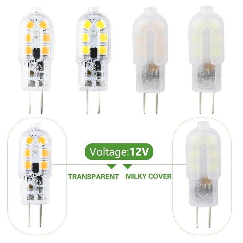 Mini lâmpada de led g4 ac220v/dc12v, 2w, smd 2835, lâmpada g4 com feixe transparente e leitoso, ângulo de 360 luzes, substitui halógena g4