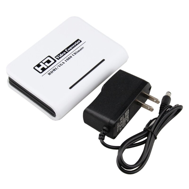 HDMI-compatible To VGA Converter Box  Audio Adapter RCA 3.5mm Stereo Audio output Notebook To projector With Power FJ-HV002