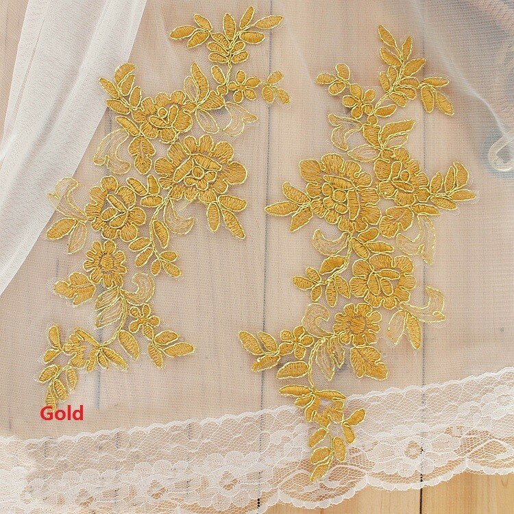 Colors Ganza Emboridered Corded Wedding Large Lace Applique for Bridal Dress Lace Trim Applique
