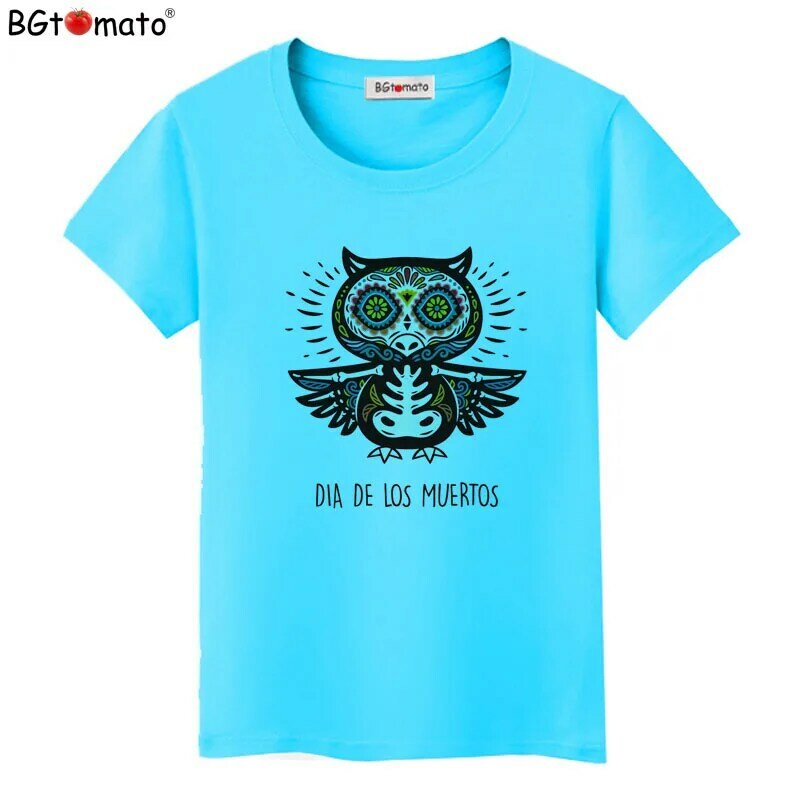 BGtomato-T-shirt humoristique pour femme, haut cool, crâne, hibou, 4 couleurs, nouveau style, été