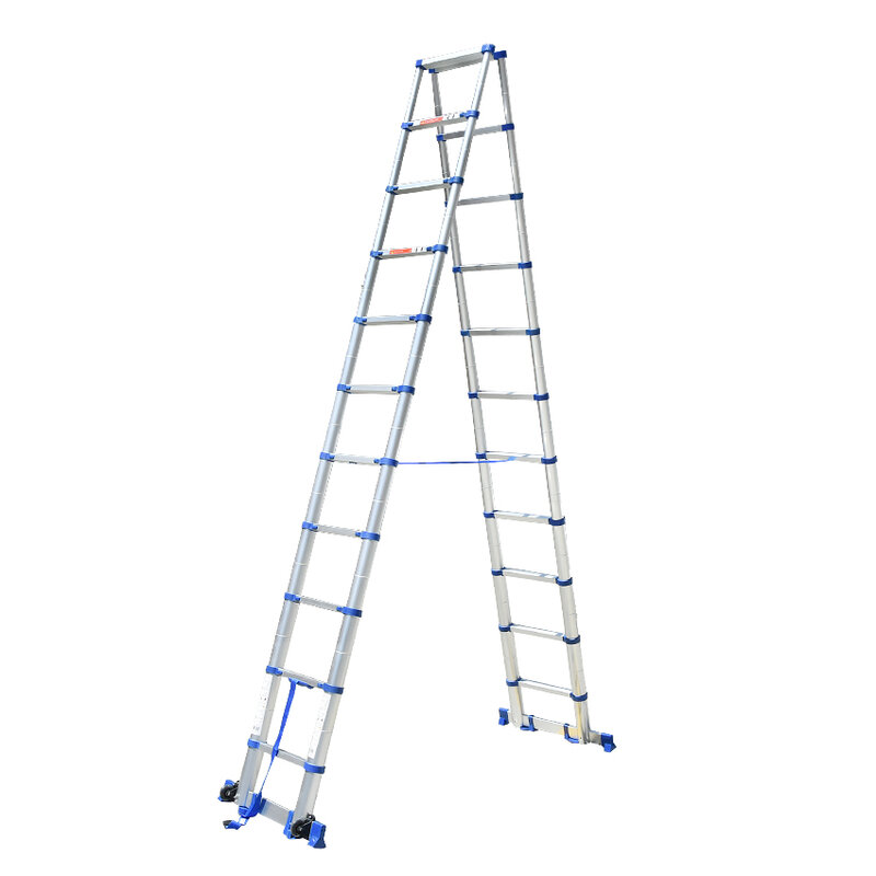 3.25M + 3.25M Hoge Kwaliteit Verdikking Aluminium Visgraat Ladder Draagbare Huishoudelijke Telescopische Ladders 11 + 11 Stappen JJS511