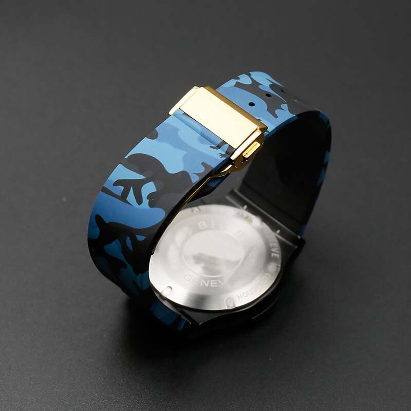 Correa de camuflaje de silicona para hombre y mujer, correa de goma deportiva impermeable, accesorios de reloj, 25mm x 17mm