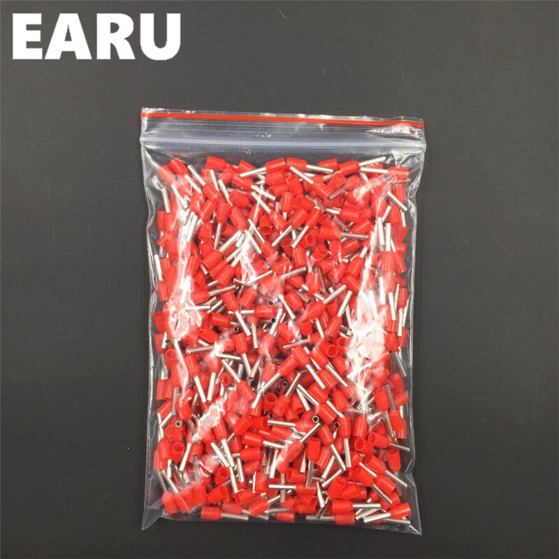 100Pcs E2508 Tube Insulating Insulated Terminal 2.5MM2 14AWG Cable Wire Connector Insulating Crimp E Black Yellow Blue Red Green