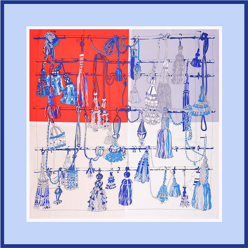 Hot nowy jedwabny szal dla kobiet Boutique wiszące wzór projekt 130x130 duży plac 100% Silk moda chustka wrap Lady prezent