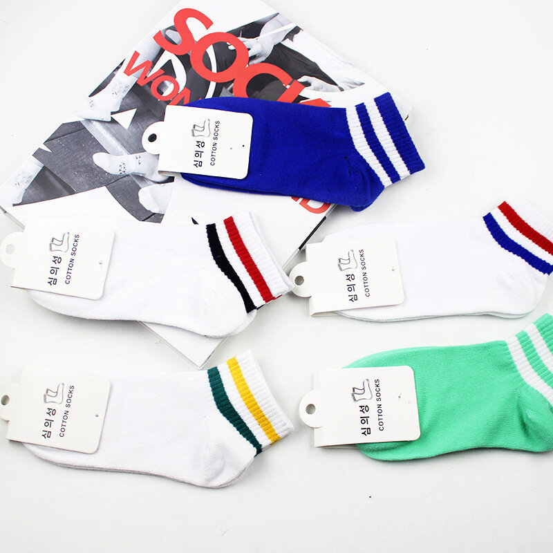 Conjuntos de calcetines CHAOZHU para moda de Corea y niñas, 5 par/lote más casuales de calcetines de algodón con dibujos animados bonitos, rayas de animales y frutas, sonrisa