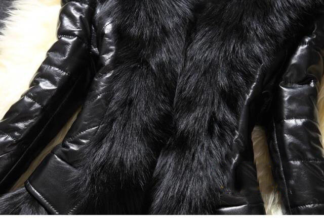 Женское пальто из искусственной кожи, повседневное пушистое пальто с черным воротником из искусственного меха, 2021