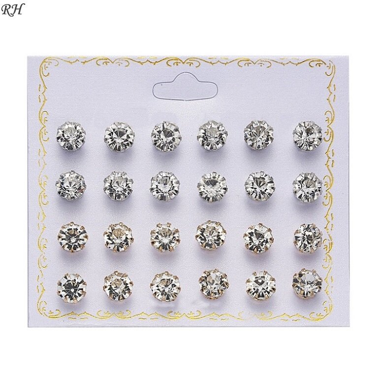 12 pairs/set Crystal Simulated Pearl Earrings Set Women Jewelry Piercing Ball Stud Earring kit Bijouteria brincos gift