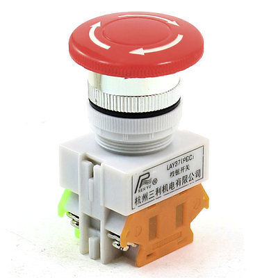 Cabeza de seta roja, interruptor de botón autoblocante de 4 terminales, 600V, 10A