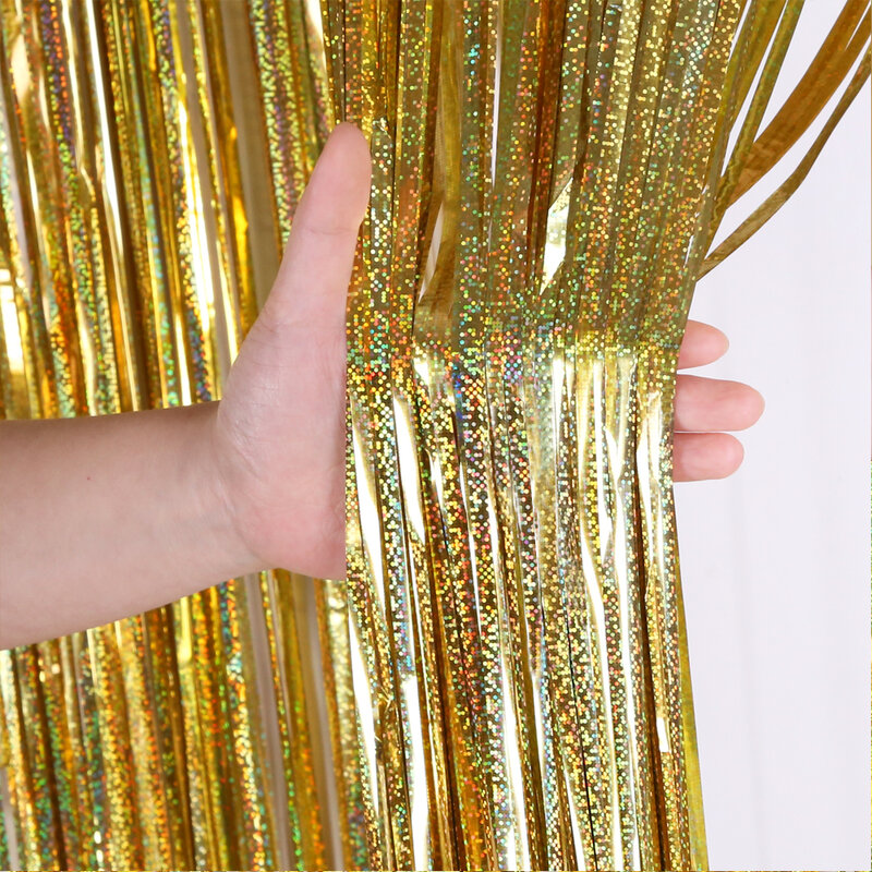 2M 3M 4M folia metaliczna Fringe Shimmer tło wesele dekoracja ścienna tło budki fotograficznej świecidełko brokat kurtyna złota
