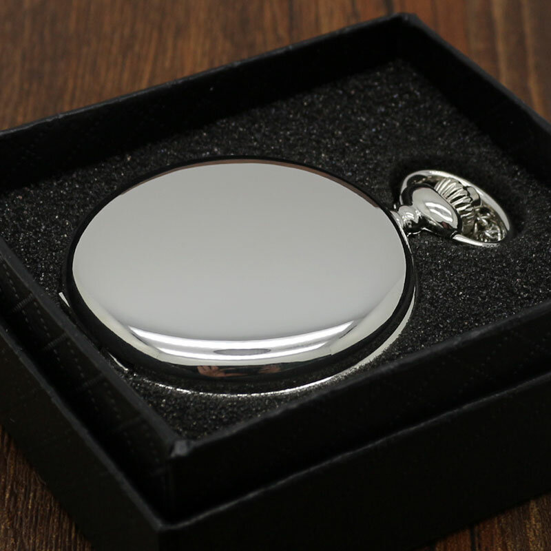 Retro preto moda prata suave steampunk quartzo bolso relógio de aço inoxidável pingente 30cm corrente presente caixa para homem mulher amigo