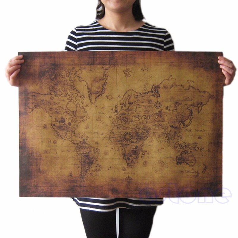71x51cm Large Vintage Style Retro Paper Poster Globe Old World Map Gifts MAR29