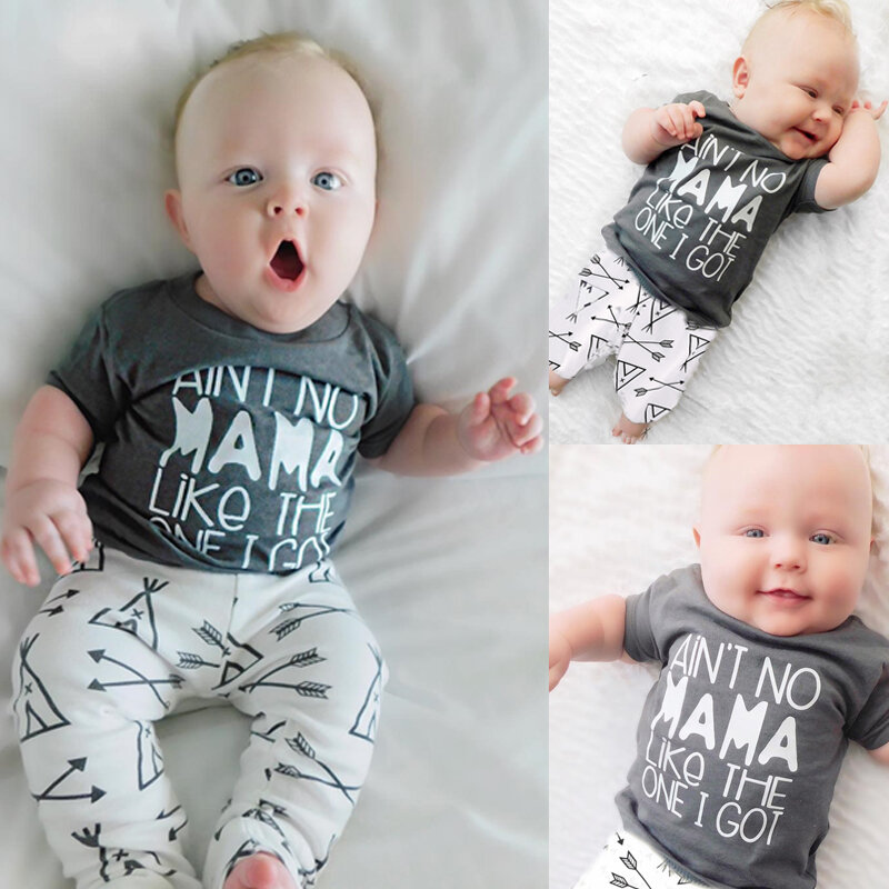 2019 verano bebé niño recién nacido Ropa algodón carta camiseta Tops + Pantalones 2 piezas trajes ropa de bebé conjunto bebé niño conjuntos de ropa
