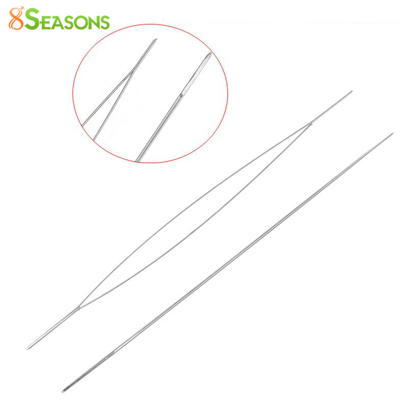 8SEASONS Beading Needles Threading String/Cord Jewelry Tool Silver Color Color 5.7cm,5PCs (B31559)