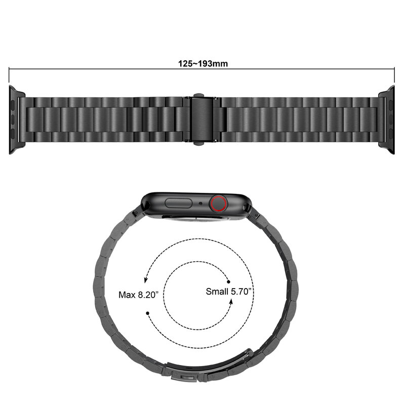 Bandas de aço inoxidável para apple relógio banda iwatch pulseira metal relógio adaptador faixa 38mm 40mm 42mm 44mm pulseira fecho série 5 4 3