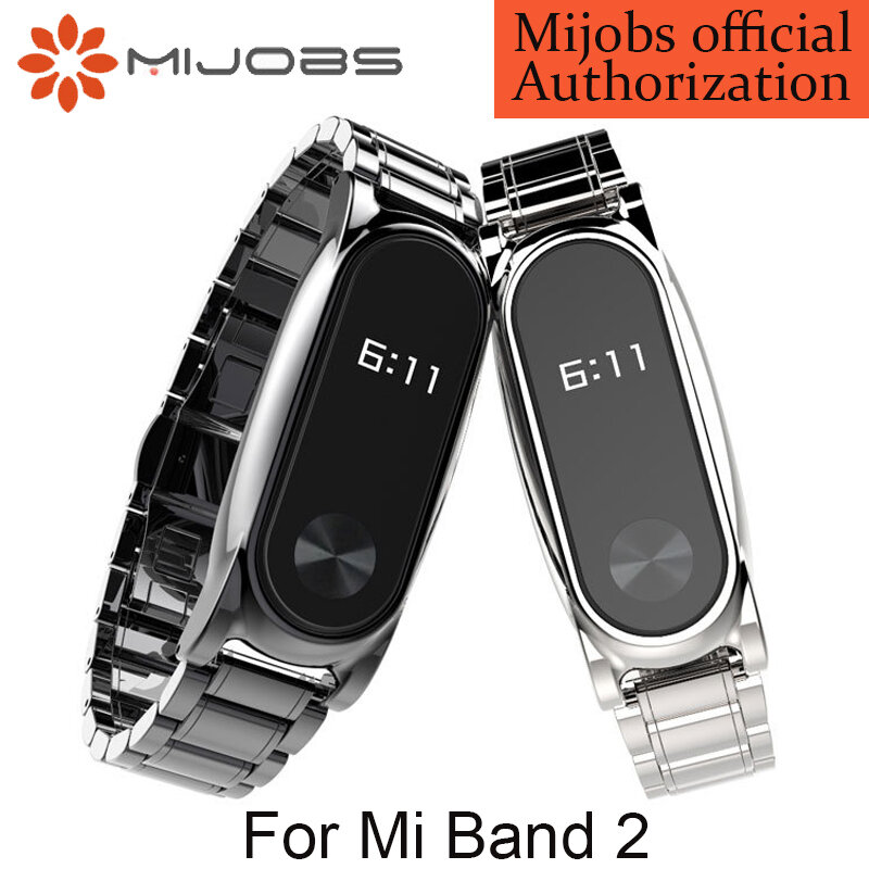 Металлический ремешок Mijobs для оригинального Xiaomi Mi Band 2, браслет из нержавеющей стали, Сменные аксессуары для Mi Band 2