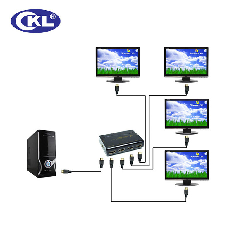 Divisor mini hdmi de 4 portas ckl com suporte 1.4v 3d 1080p