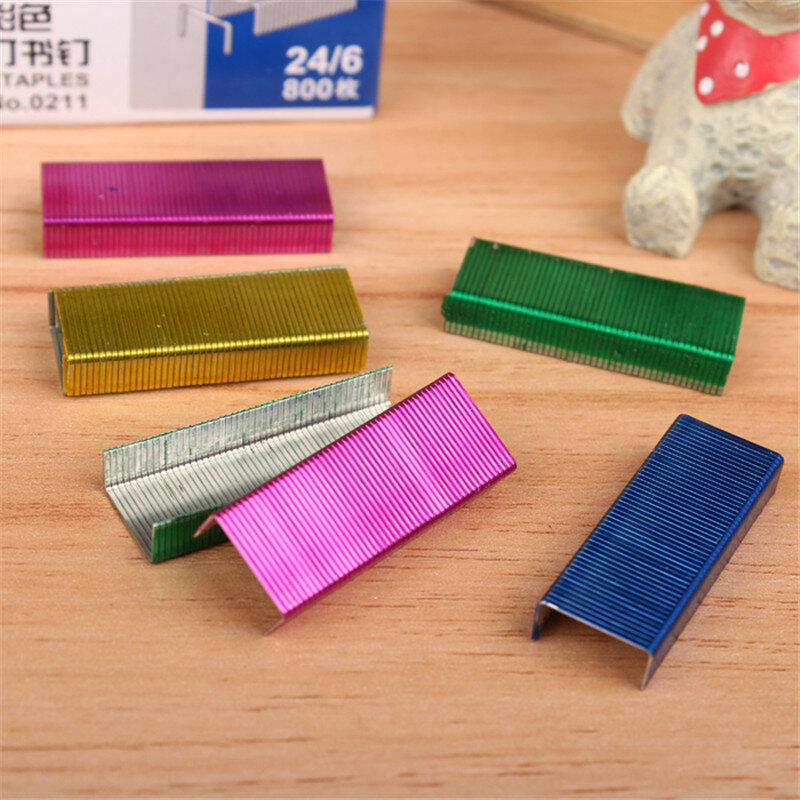 2020 Colorful Stapler Book Staples Stitching Needle 1.2 cm Book Staples 800Pcs/box Office Supplies