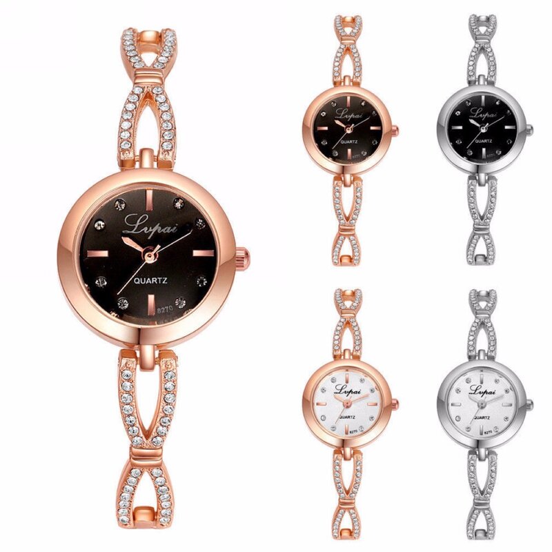 Женские кварцевые наручные часы, браслет из нержавеющей стали, стразы